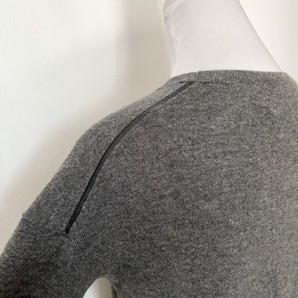 ZADIG & VOLTAIRE TRANE LC WOOL CASHMERE LEATHER GREY KNIT CARDIGAN - M - Picture 6 of 11